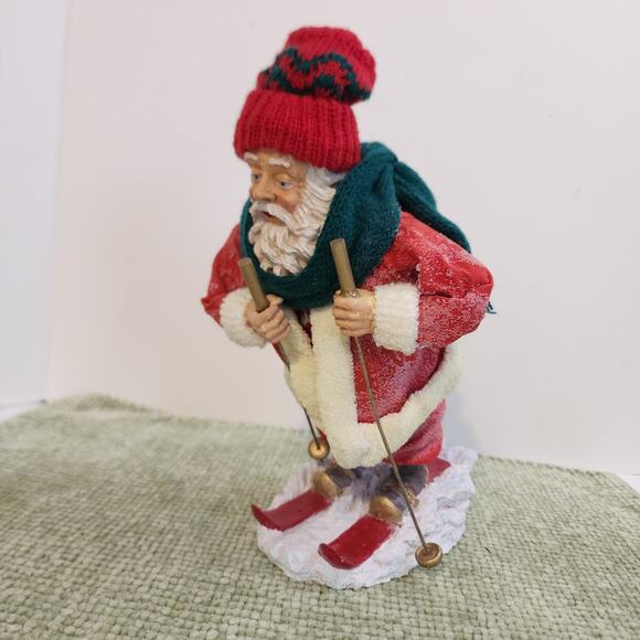 CBK Ltd Skiing Santa Figurine 9.5" Christmas Decor Vintage Style - Picture 1 of 13